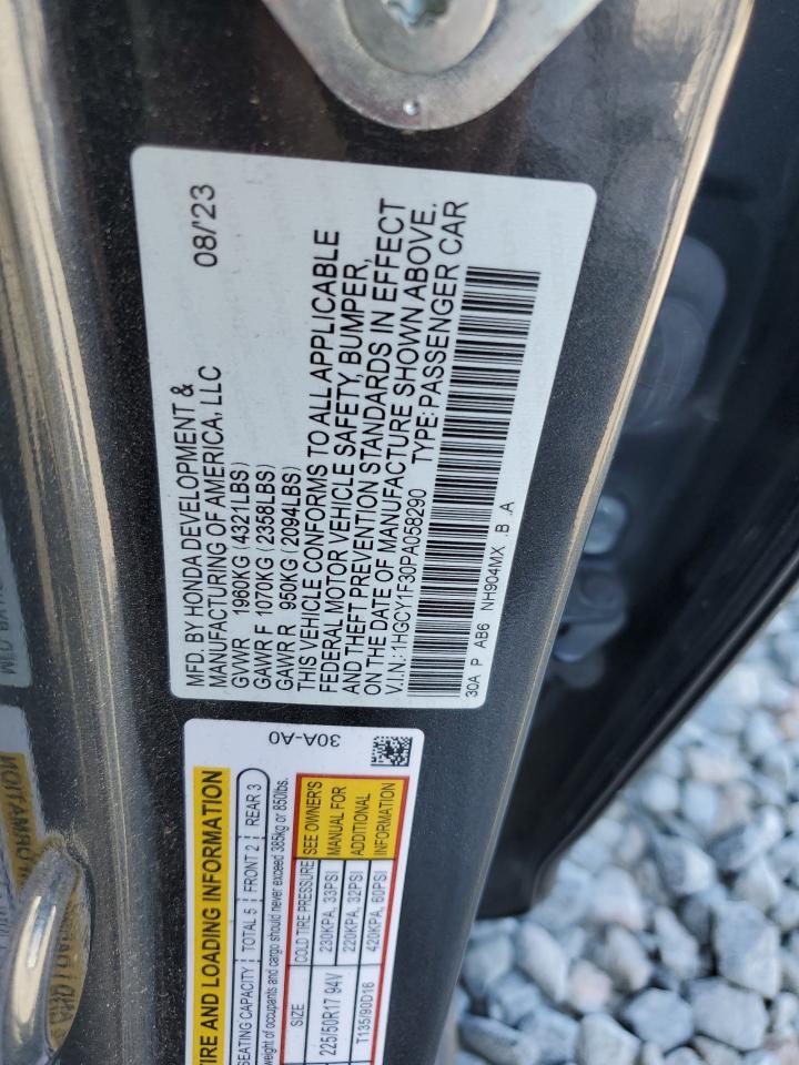 2023 Honda Accord Ex VIN: 1HGCY1F30PA058290 Lot: 64141875