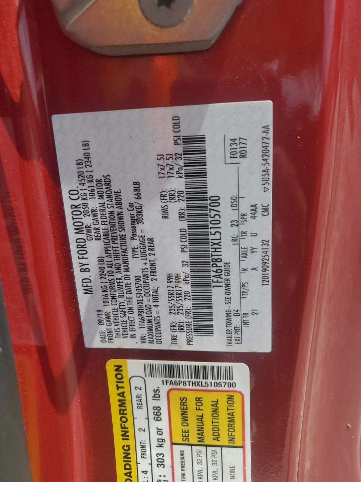 2020 Ford Mustang VIN: 1FA6P8THXL5105700 Lot: 64900475