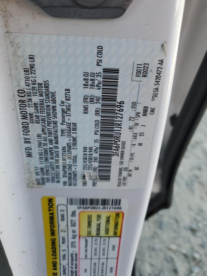 2018 Ford Fusion Titanium/Platinum Hev VIN: 3FA6P0RU1JR127696 Lot: 65455725