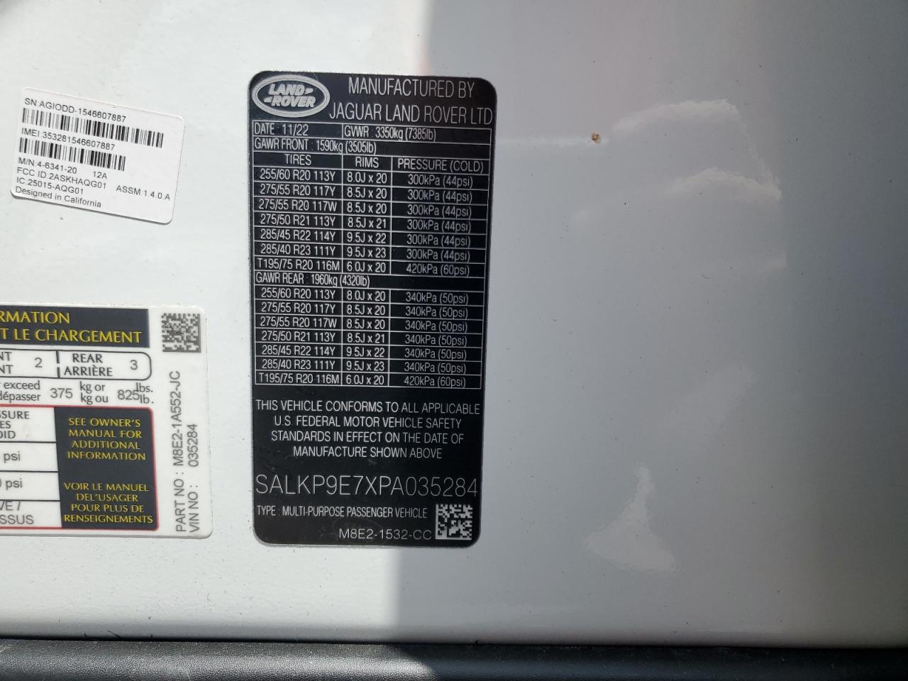 2023 Land Rover Range Rover Se VIN: SALKP9E7XPA035284 Lot: 64389265