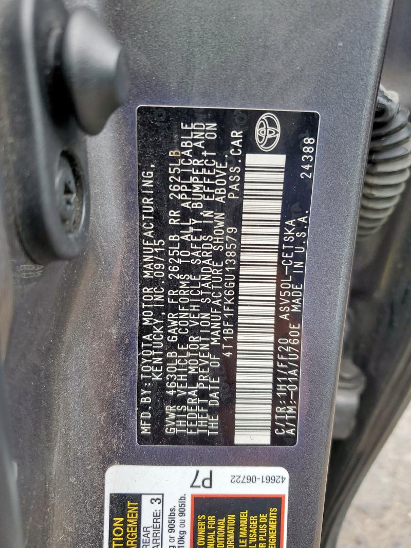 2016 TOYOTA CAMRY LE  