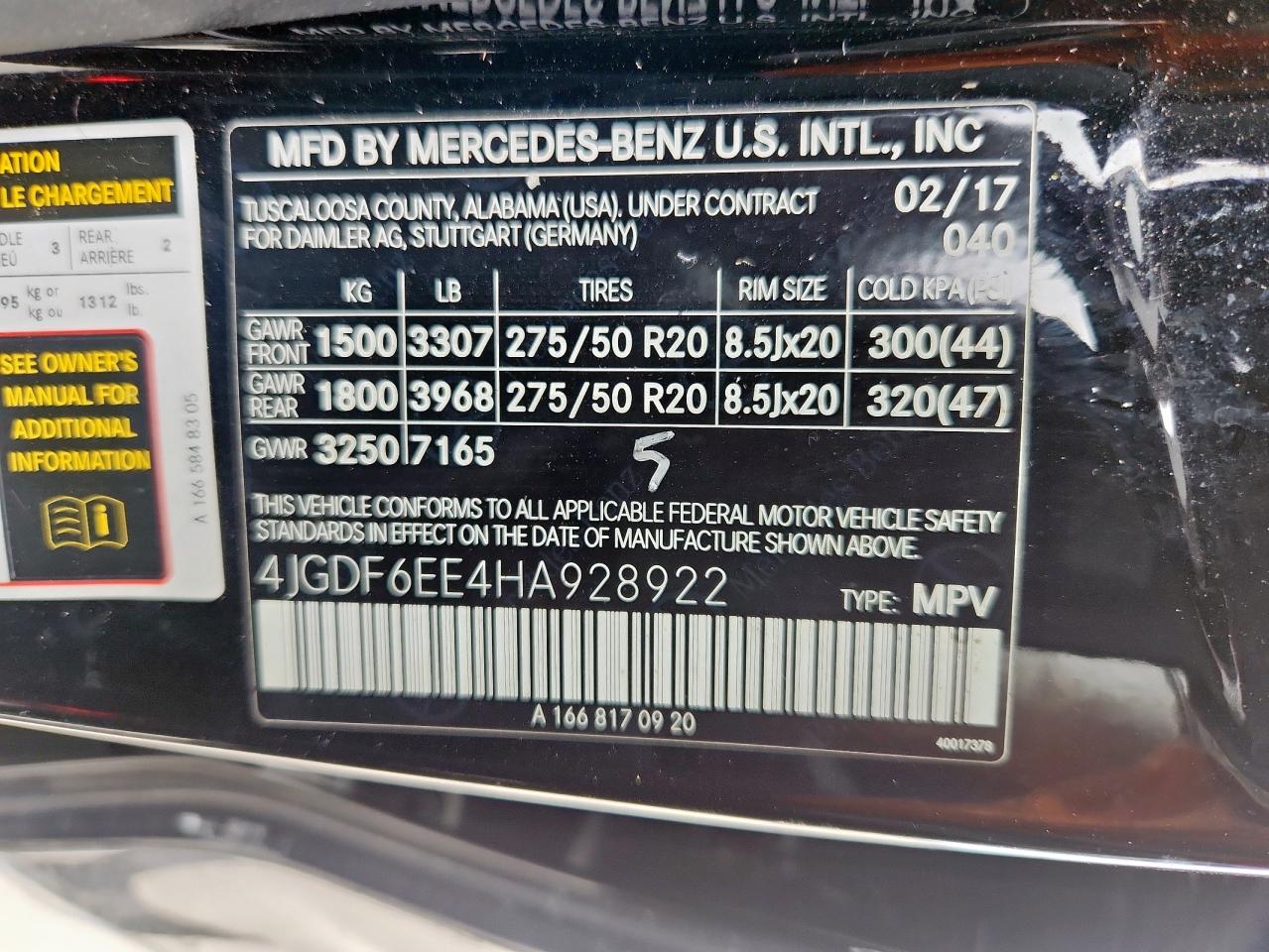 2017 Mercedes-Benz Gls 450 4Matic VIN: 4JGDF6EE4HA928922 Lot: 63611535