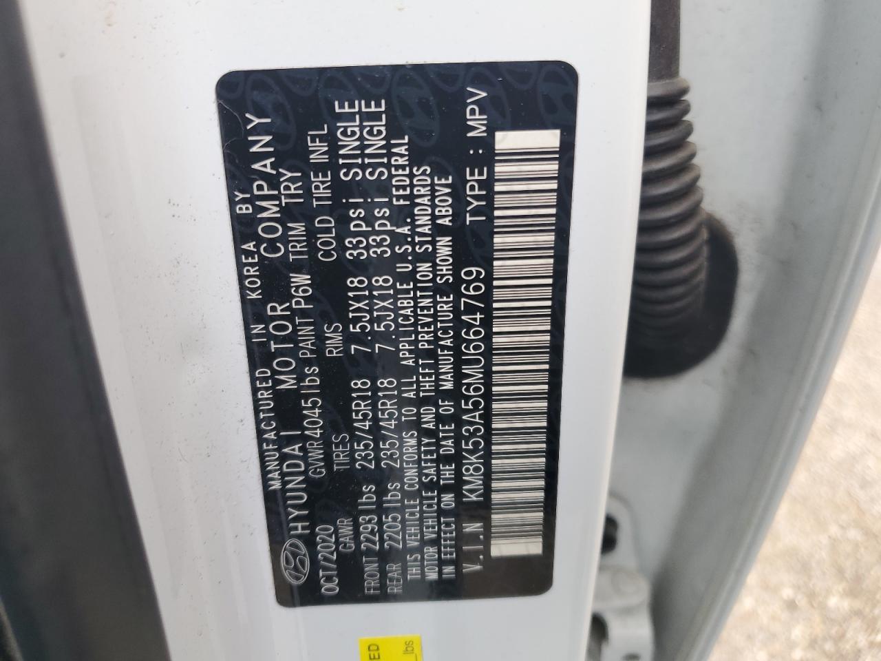 2021 Hyundai Kona Ultimate VIN: KM8K53A56MU664769 Lot: 64811075