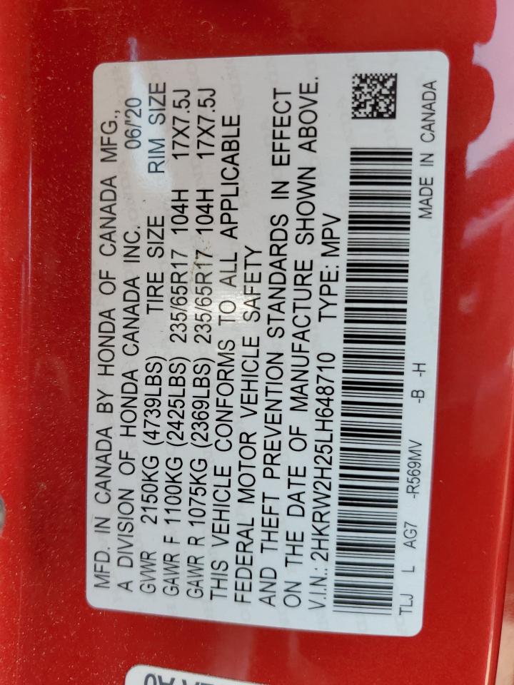 2020 Honda Cr-V Lx VIN: 2HKRW2H25LH648710 Lot: 64600695