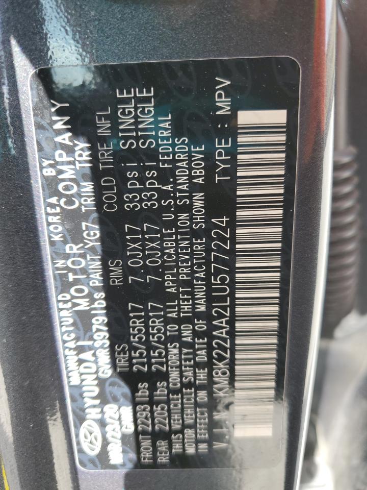 2020 Hyundai Kona Sel VIN: KM8K22AA2LU577224 Lot: 65590705