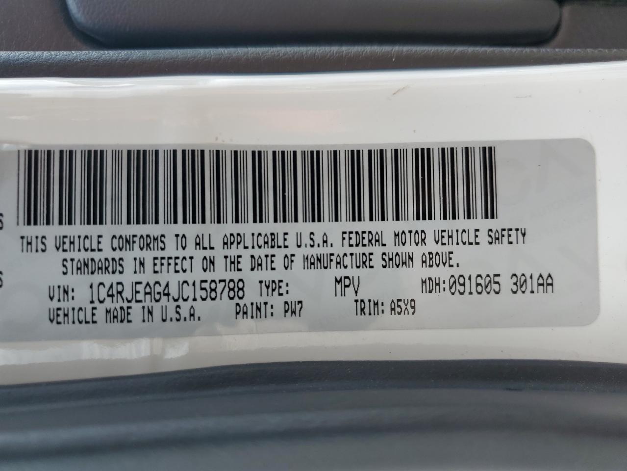 2018 Jeep Grand Cherokee Laredo VIN: 1C4RJEAG4JC158788 Lot: 63135395