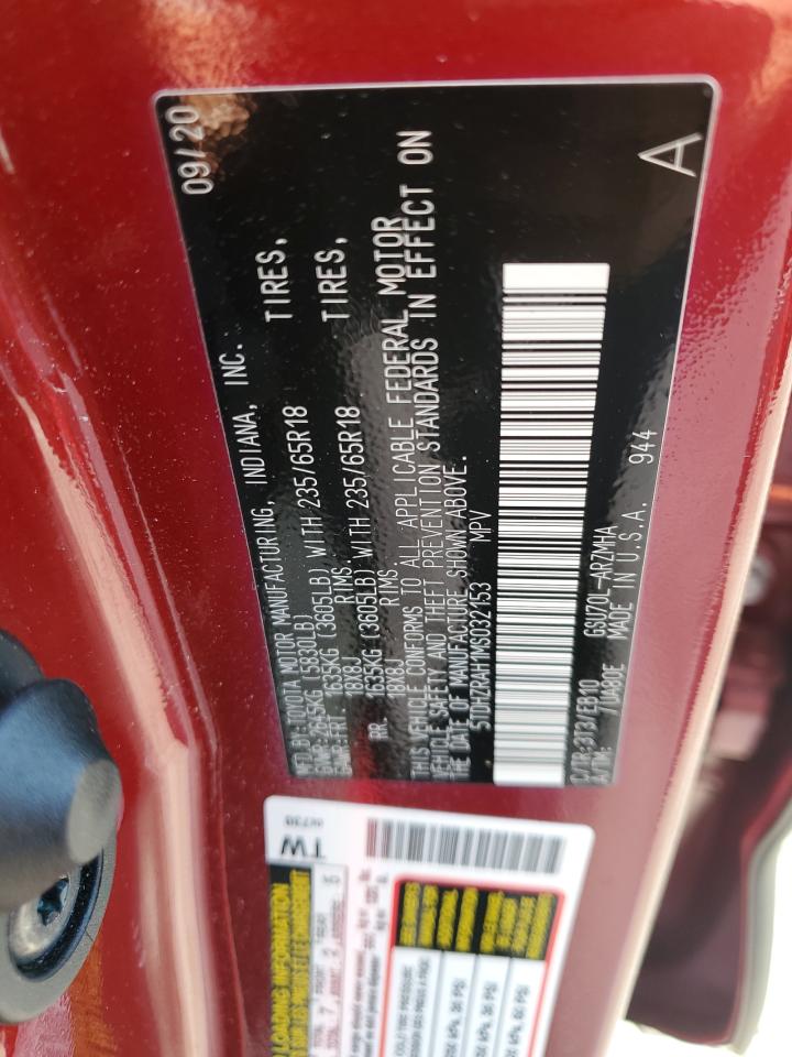 2021 Toyota Highlander Xle VIN: 5TDHZRAH1MS032153 Lot: 63499475