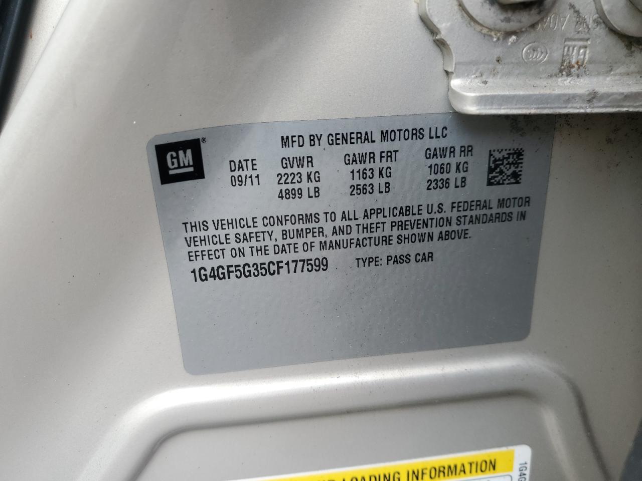 2012 Buick Lacrosse Premium VIN: 1G4GF5G35CF177599 Lot: 67239525