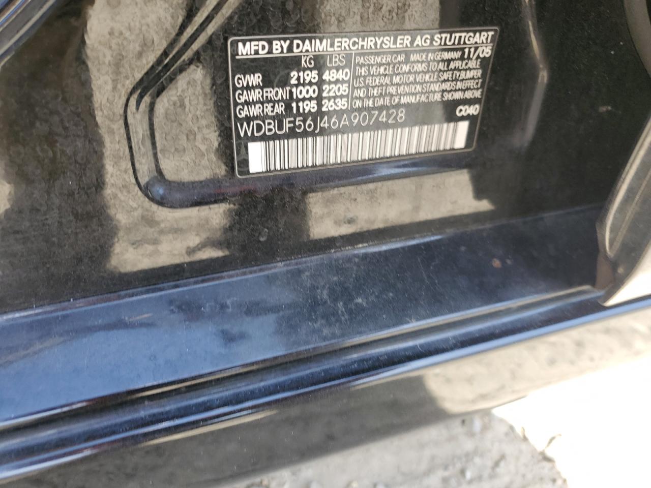 2006 Mercedes-Benz E 350 VIN: WDBUF56J46A907428 Lot: 64376035