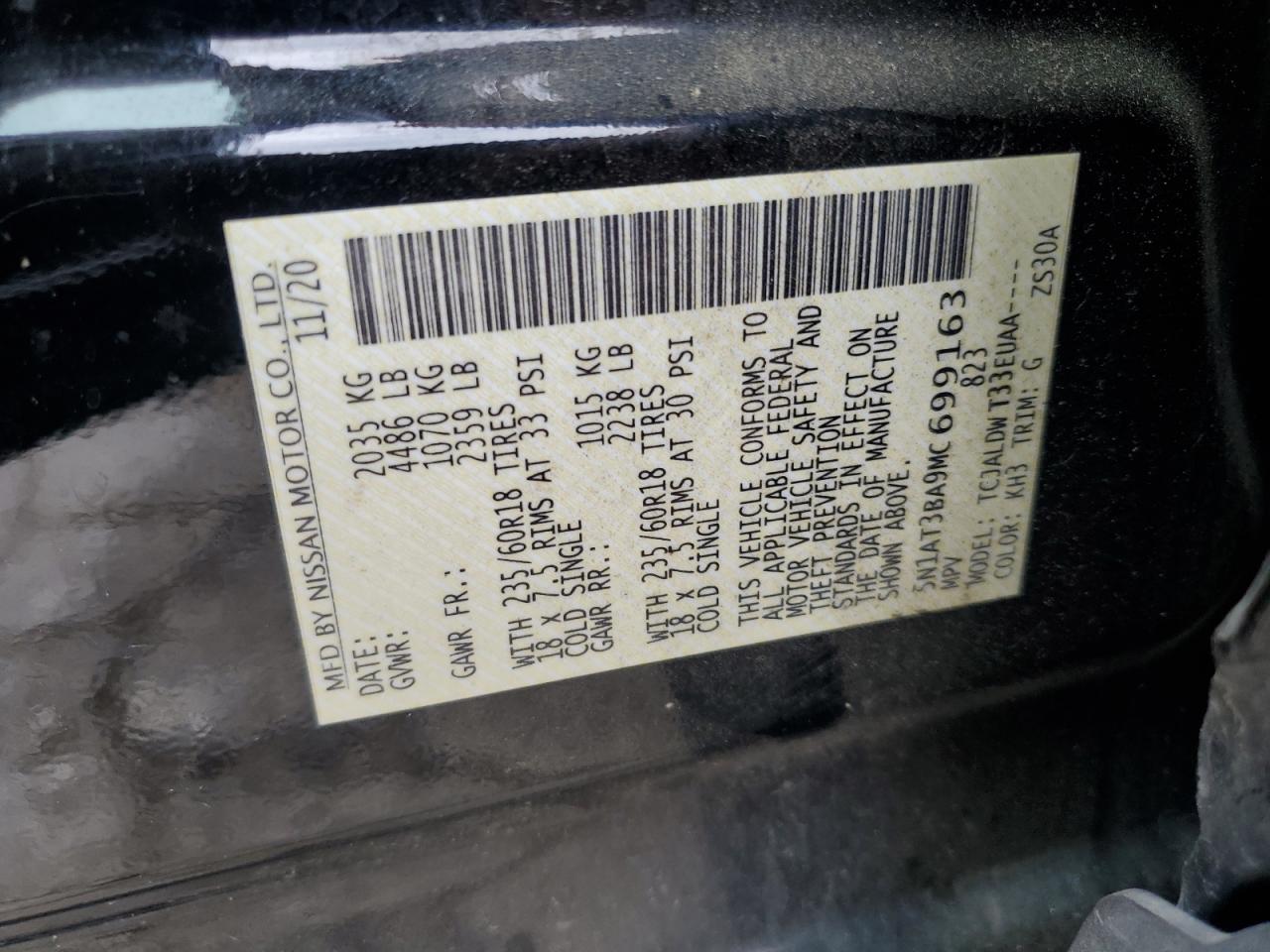 2021 Nissan Rogue Sv VIN: 5N1AT3BA9MC699163 Lot: 65012555