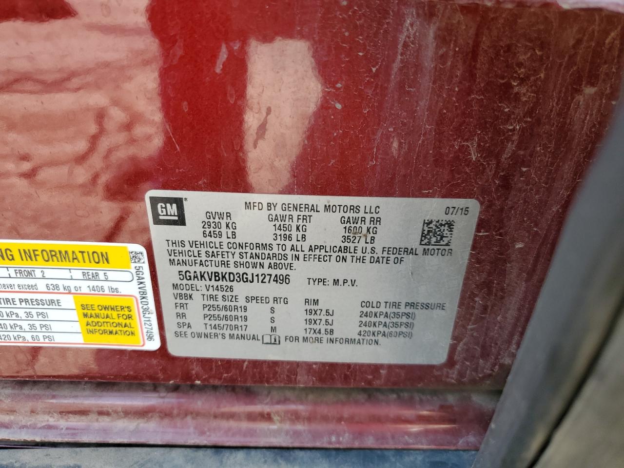 2016 Buick Enclave VIN: 5GAKVBKD3GJ127496 Lot: 64467195