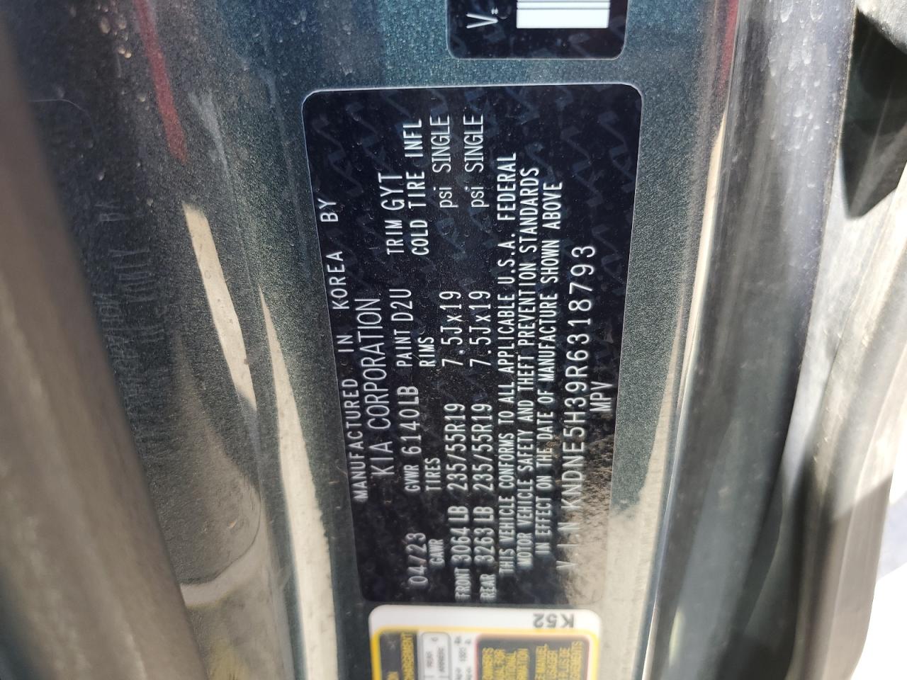 2024 Kia Carnival Sx VIN: KNDNE5H39R6318793 Lot: 65808655