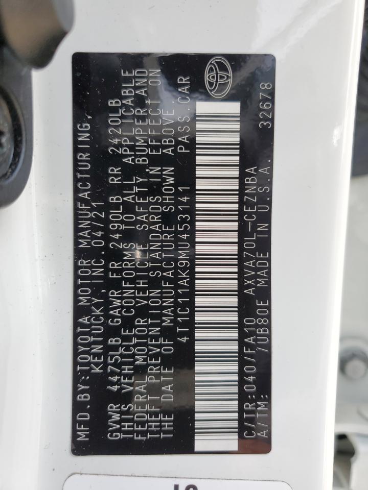 2021 Toyota Camry Le VIN: 4T1C11AK9MU453141 Lot: 65148035