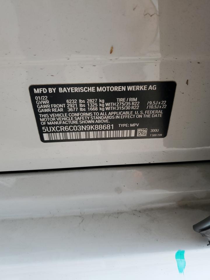 2022 BMW X5 xDrive40I VIN: 5UXCR6C03N9K88681 Lot: 63345175