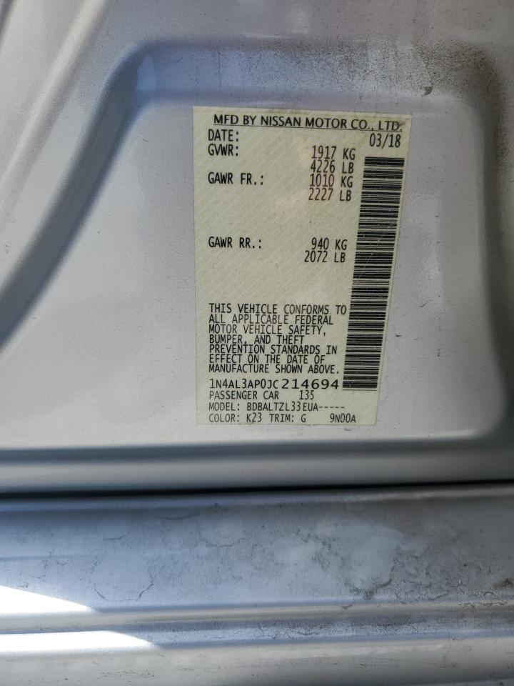 2018 Nissan Altima 2.5 VIN: 1N4AL3AP0JC214694 Lot: 64646225