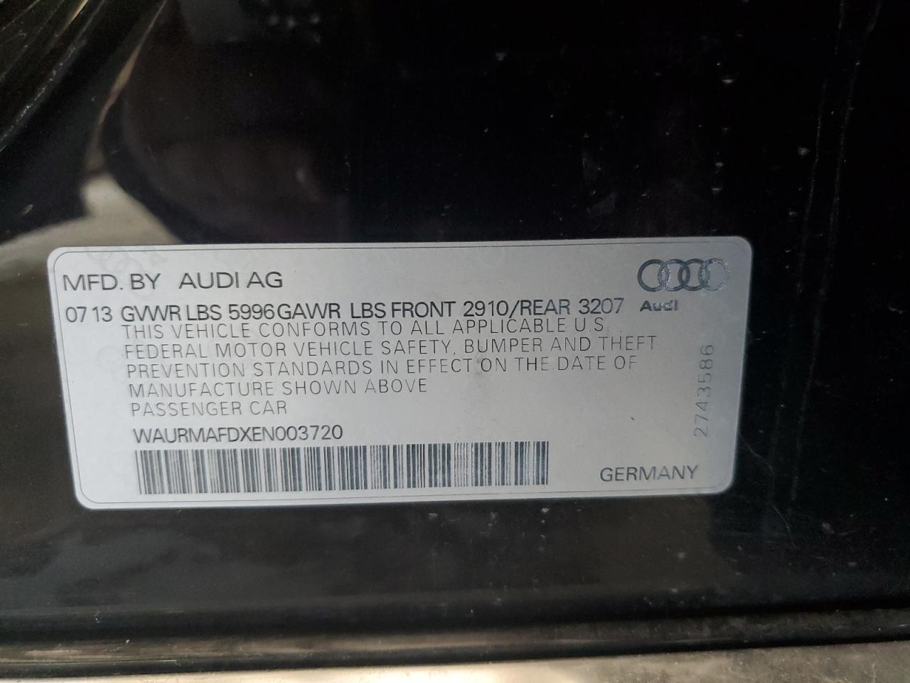 waurmafdxen003720 WAURMAFDXEN003720 2014 Audi A8 L Tdi Quattro