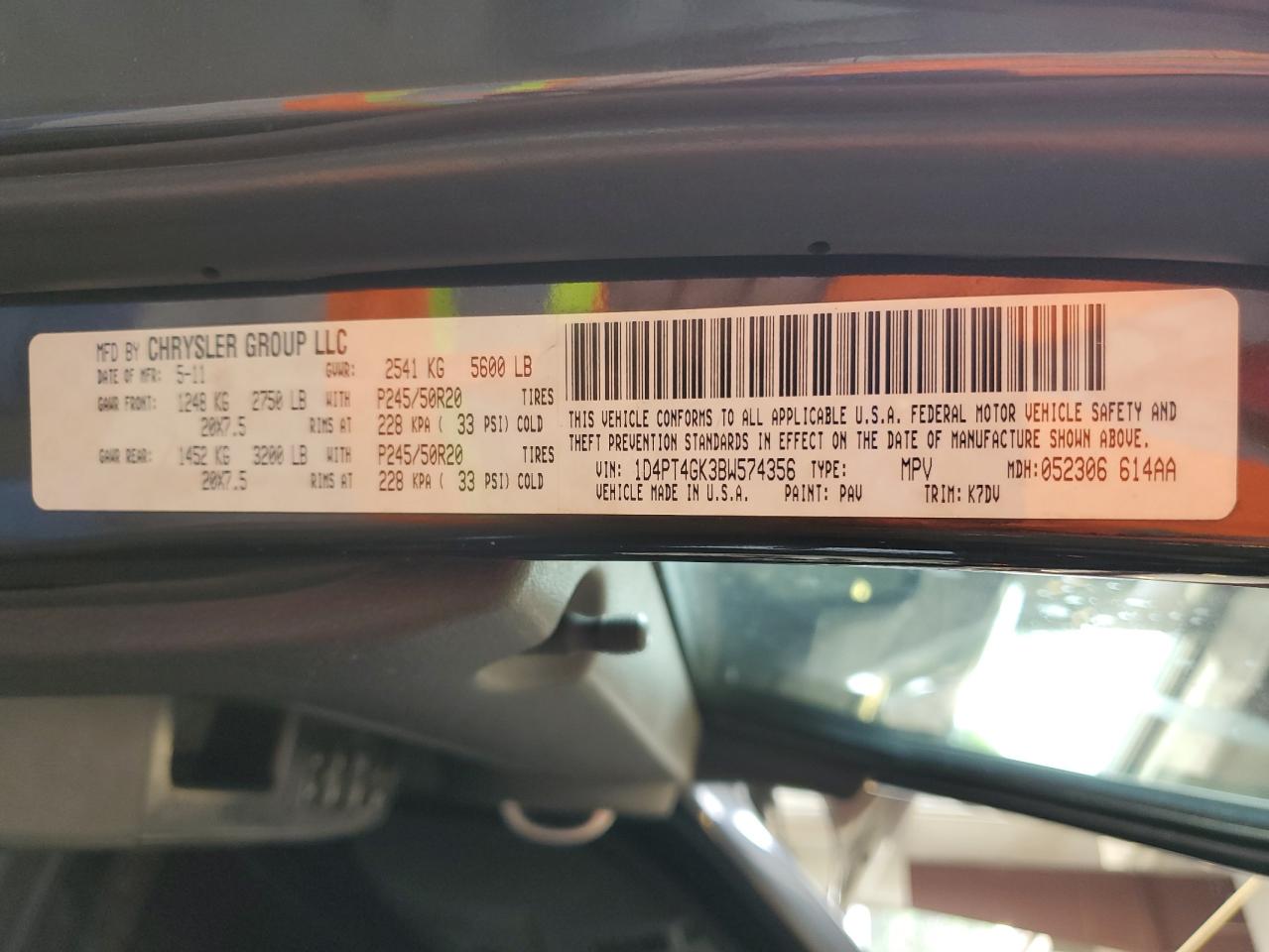 2011 Dodge Nitro Heat VIN: 1D4PT4GK3BW574356 Lot: 66073975