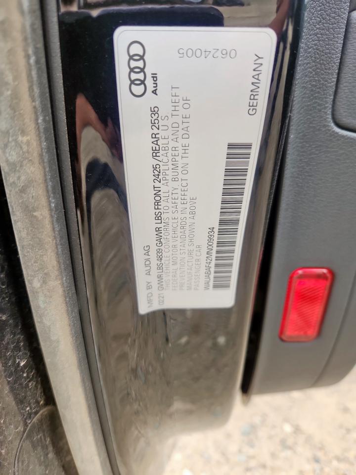 2021 Audi A4 Premium 40 VIN: WAUABAF42MN009934 Lot: 63154385
