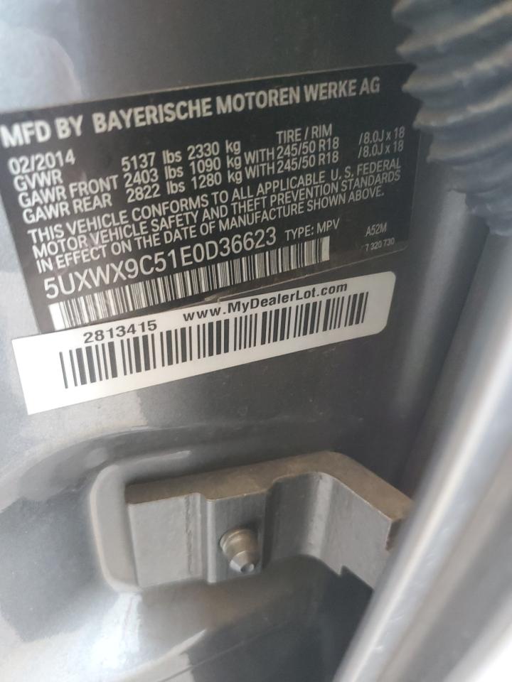 2014 BMW X3 xDrive28I VIN: 5UXWX9C51E0D36623 Lot: 63836825