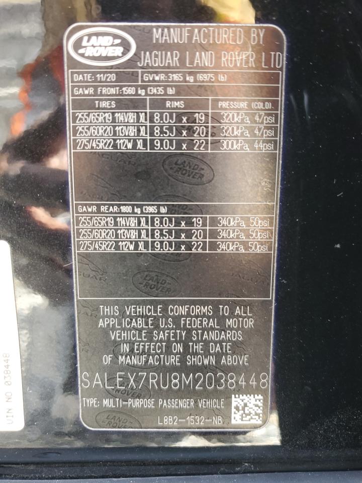 2021 Land Rover Defender 110 X VIN: SALEX7RU8M2038448 Lot: 64636875