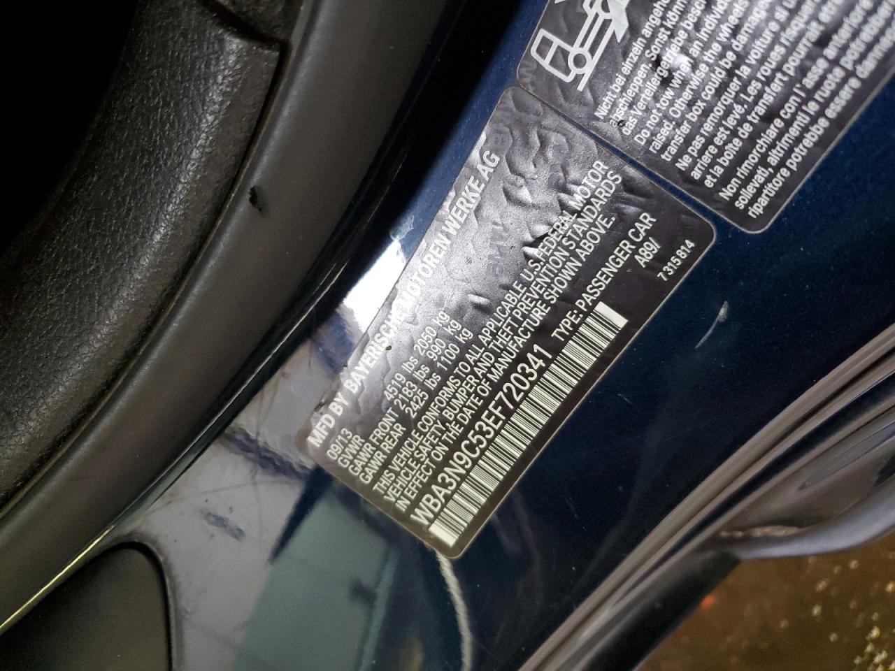 2014 BMW 428 Xi VIN: WBA3N9C53EF720341 Lot: 64796255