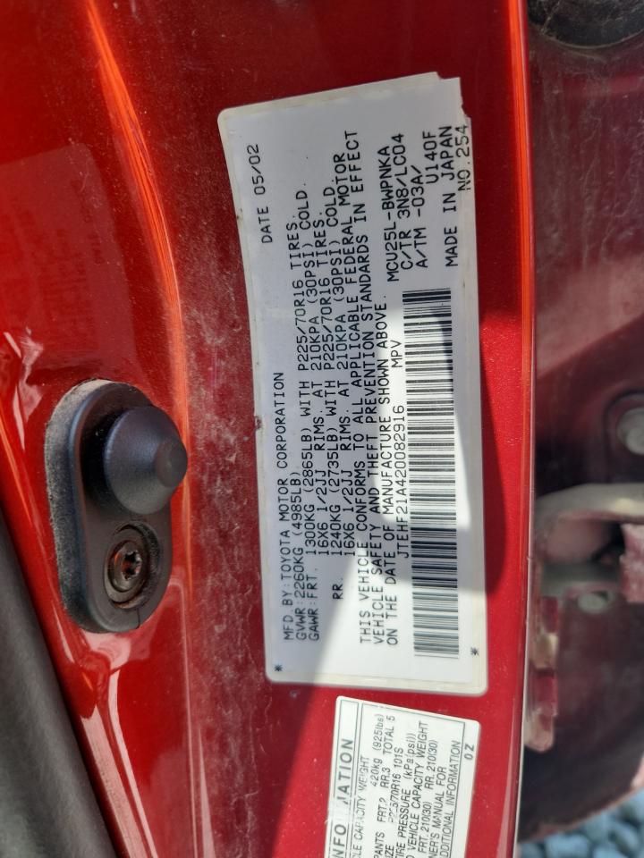 2002 Toyota Highlander Limited VIN: JTEHF21A420082916 Lot: 65129245
