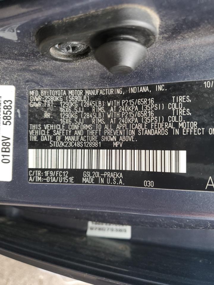 2008 Toyota Sienna Ce VIN: 5TDZK23C48S128981 Lot: 64399075