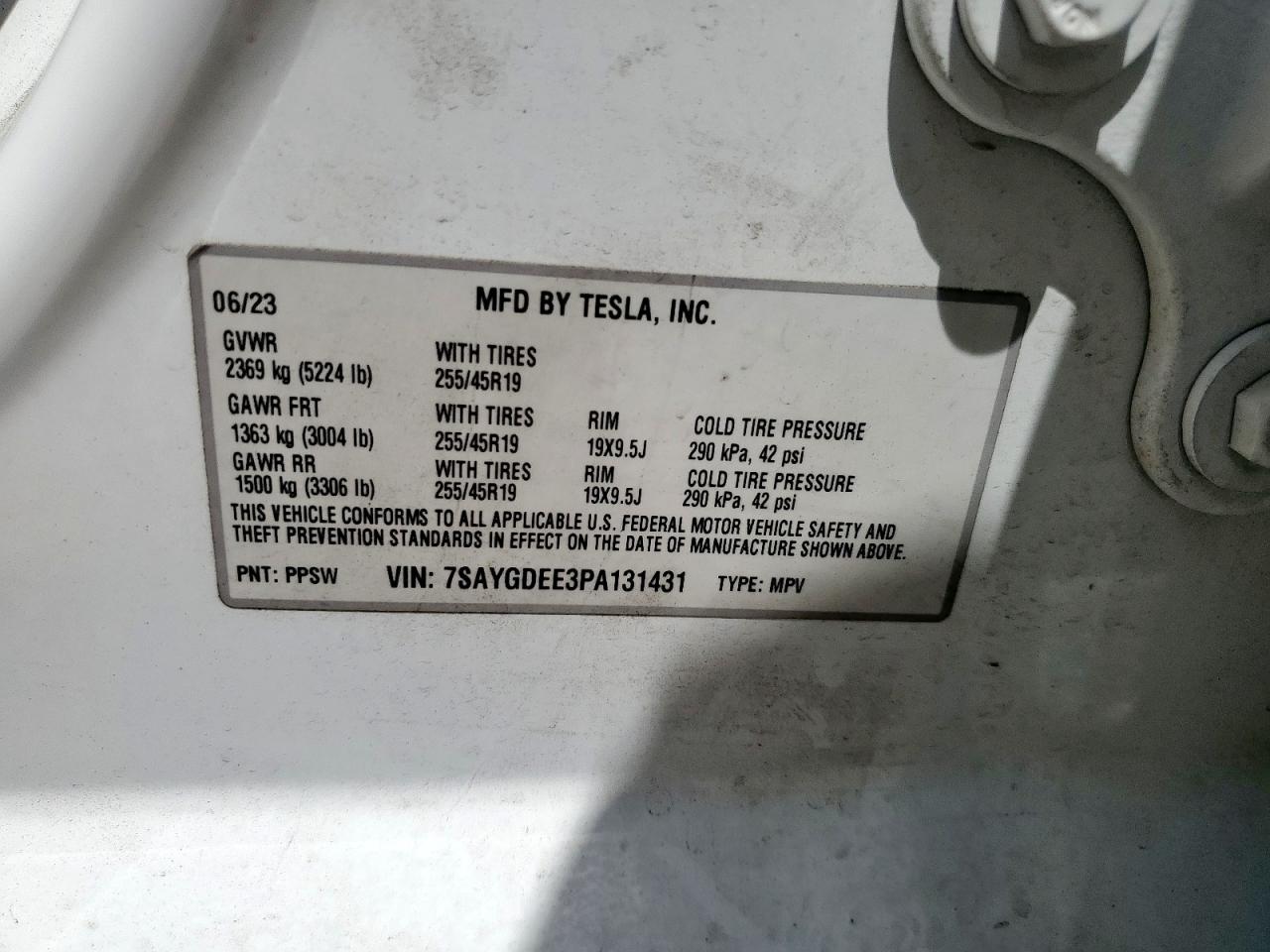 2023 Tesla Model Y VIN: 7SAYGDEE3PA131431 Lot: 65804975