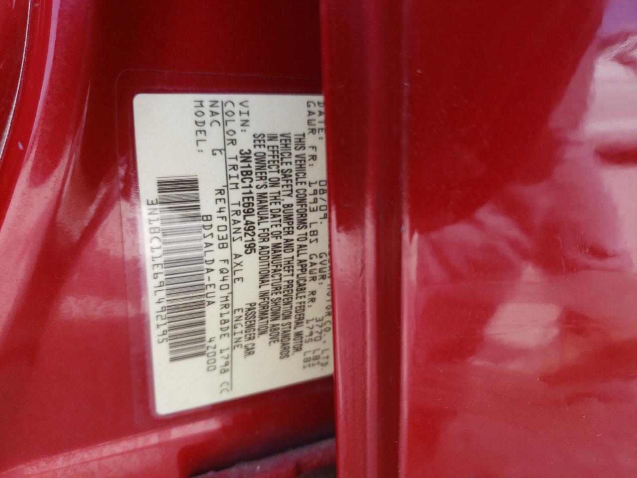 2009 Nissan Versa S VIN: 3N1BC11E69L492195 Lot: 63923615