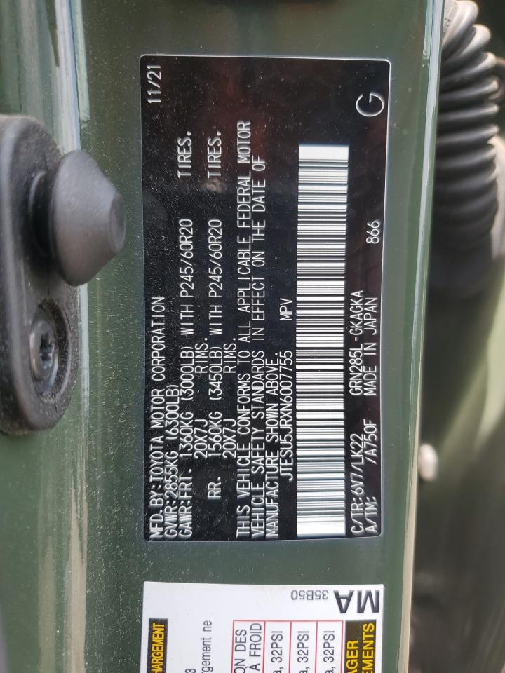 2022 Toyota 4Runner Sr5 Premium VIN: JTESU5JRXN6007755 Lot: 64094575