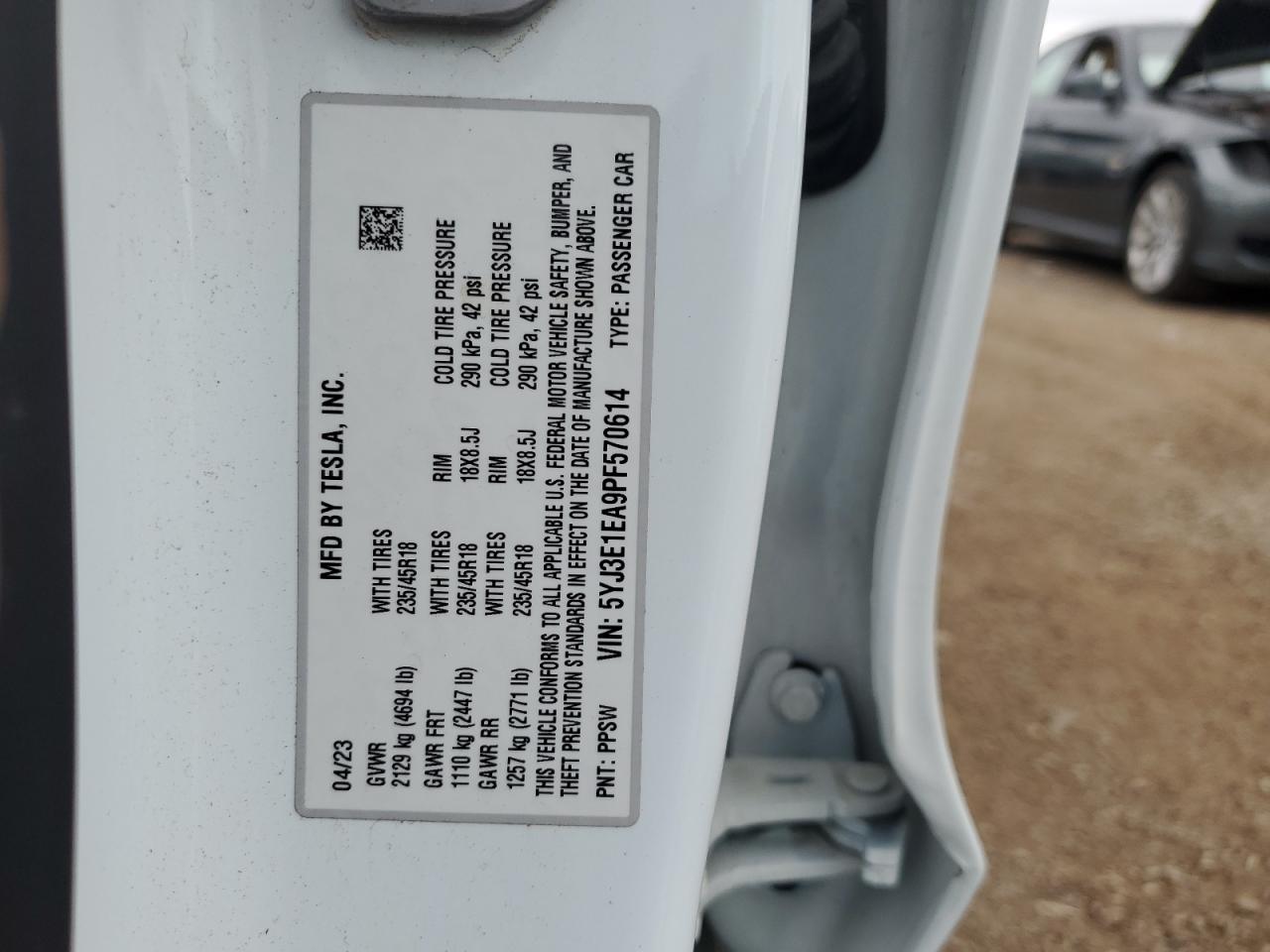 2023 Tesla Model 3 VIN: 5YJ3E1EA9PF570614 Lot: 65005575