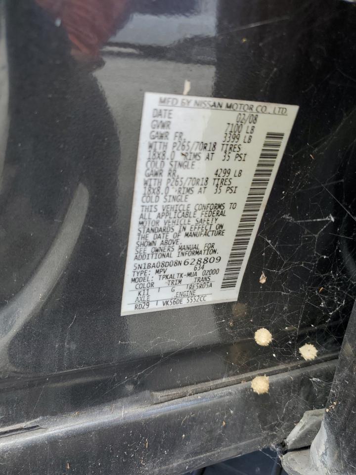 2008 Nissan Armada Se VIN: 5N1BA08D08N628809 Lot: 66566445