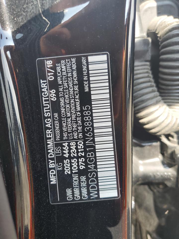 2018 Mercedes-Benz Cla 250 4Matic VIN: WDDSJ4GB1JN638885 Lot: 63188315