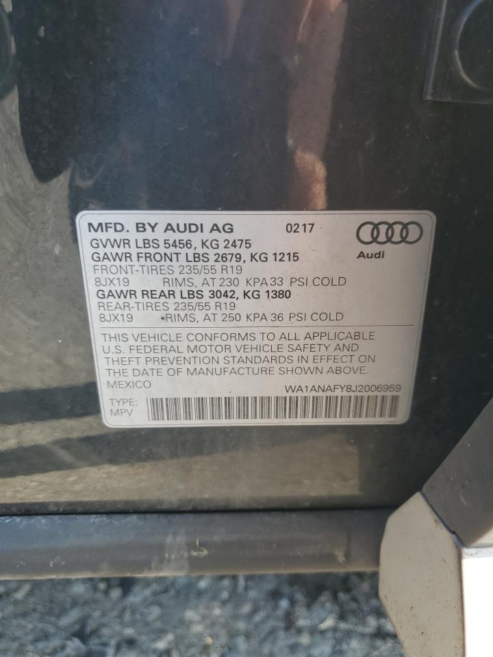 wa1anafy8j2006959 WA1ANAFY8J2006959 2018 Audi Q5 Premium