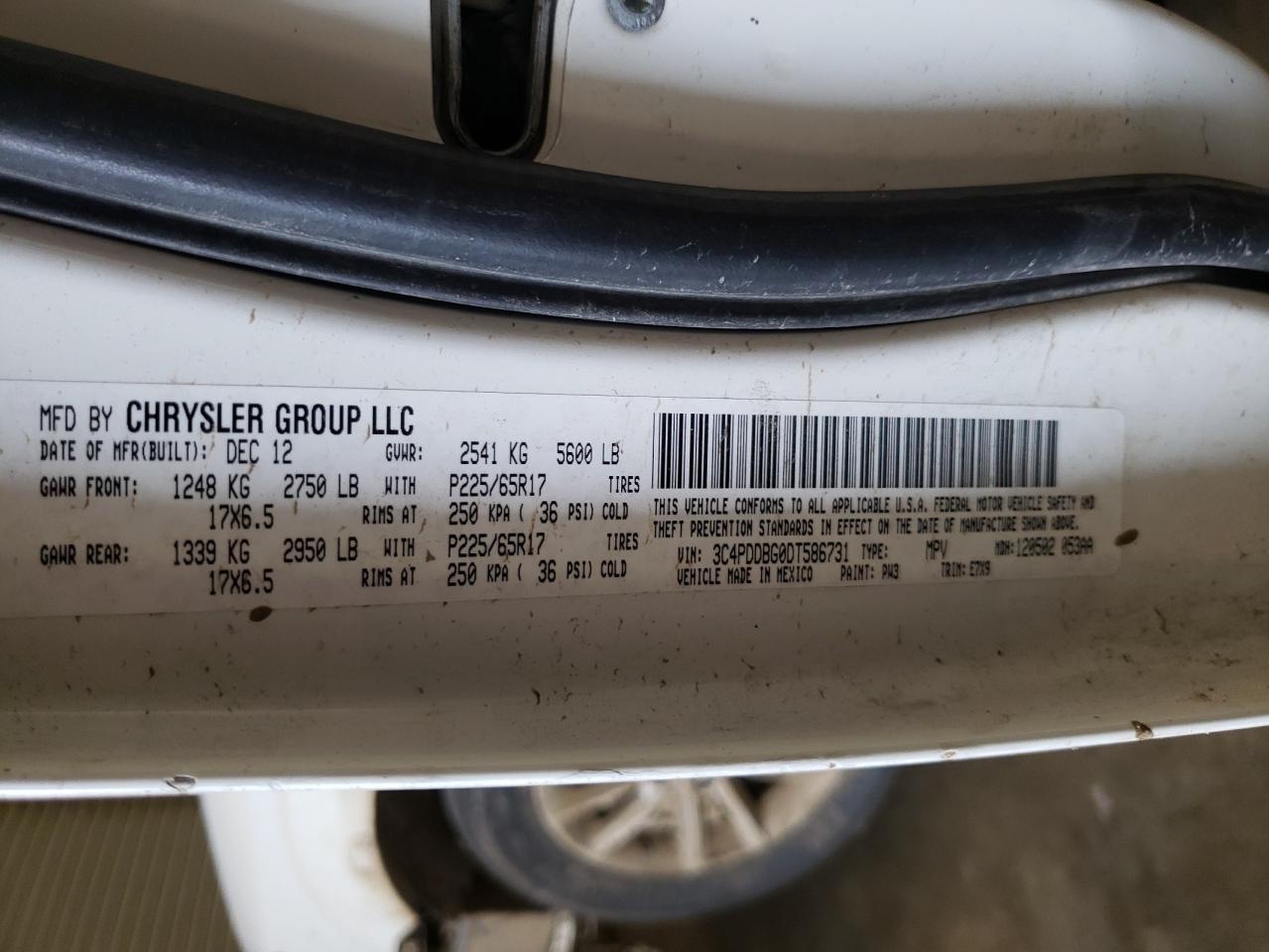 2013 Dodge Journey Sxt VIN: 3C4PDDBG0DT586731 Lot: 65277455