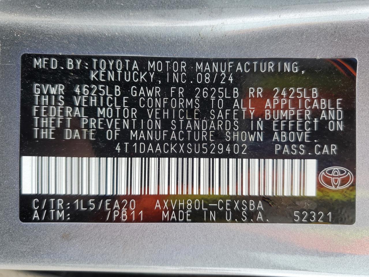 2025 Toyota Camry Xse VIN: 4T1DAACKXSU529402 Lot: 64716535