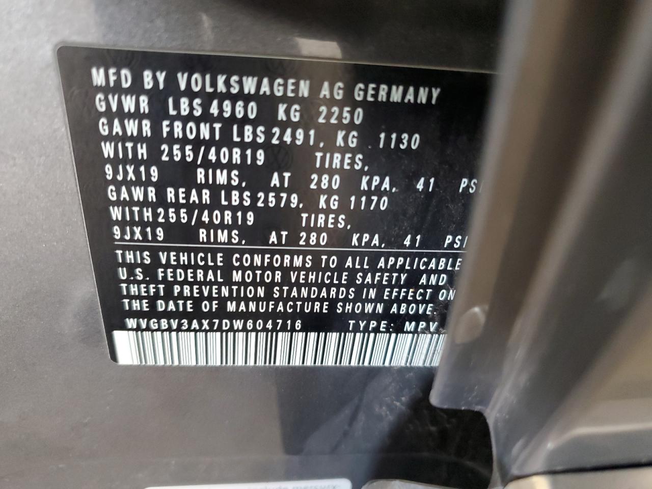 2013 Volkswagen Tiguan S VIN: WVGBV3AX7DW604716 Lot: 64045455