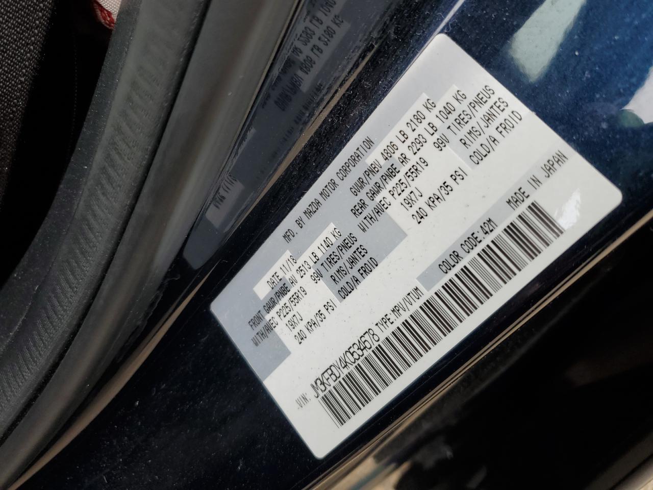 2019 Mazda Cx-5 Grand Touring Reserve VIN: JM3KFBDY4K0534678 Lot: 63666445