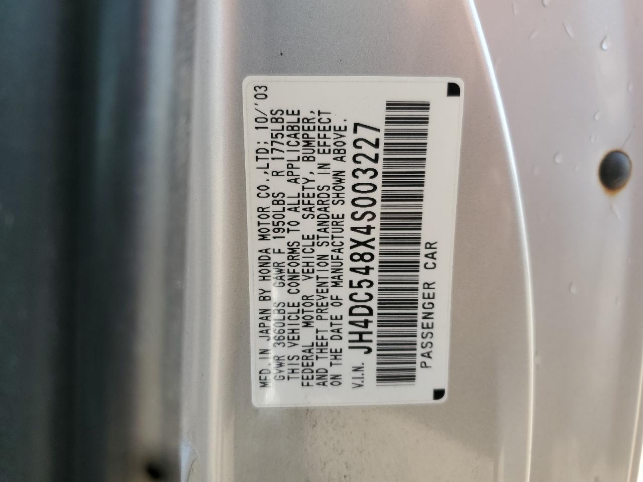jh4dc548x4s003227 JH4DC548X4S003227 2004 Acura Rsx