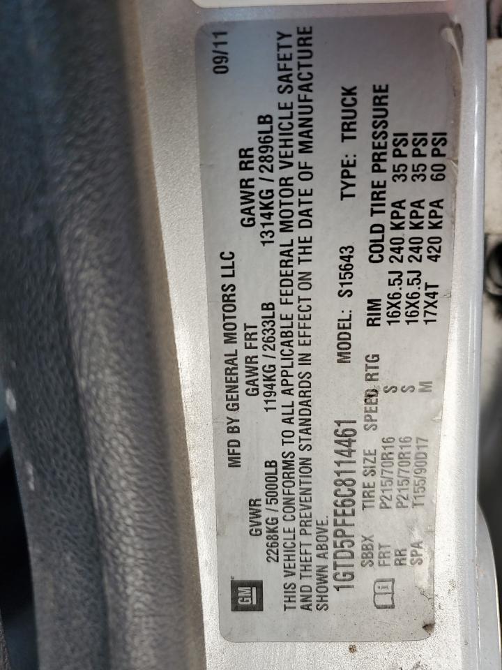 2012 GMC Canyon Sle-2 VIN: 1GTD5PFE6C8114461 Lot: 65086825