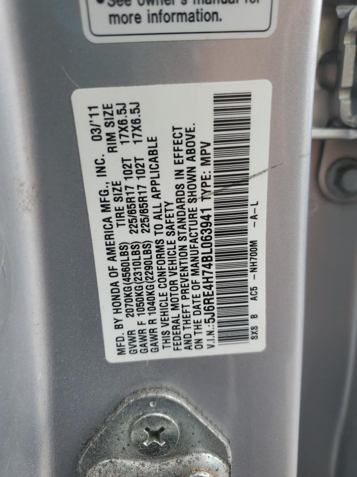 2011 Honda Cr-V Exl VIN: 5J6RE4H74BL063941 Lot: 65027295