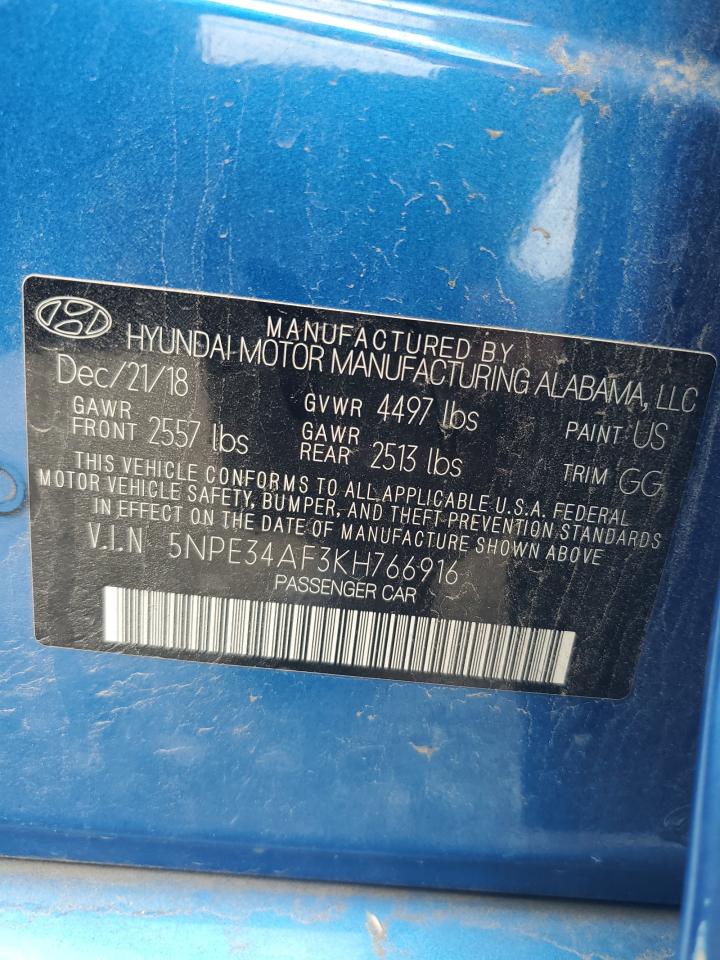 2019 Hyundai Sonata Limited VIN: 5NPE34AF3KH766916 Lot: 65398965
