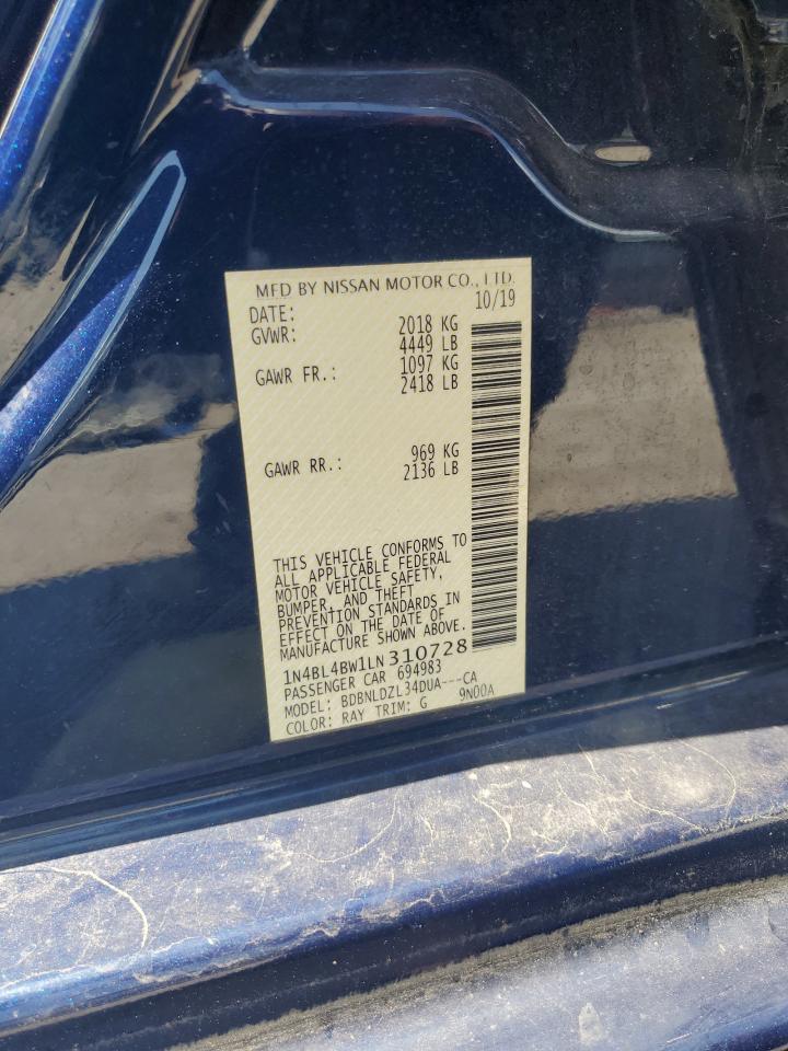 2020 Nissan Altima S VIN: 1N4BL4BW1LN310728 Lot: 64999065