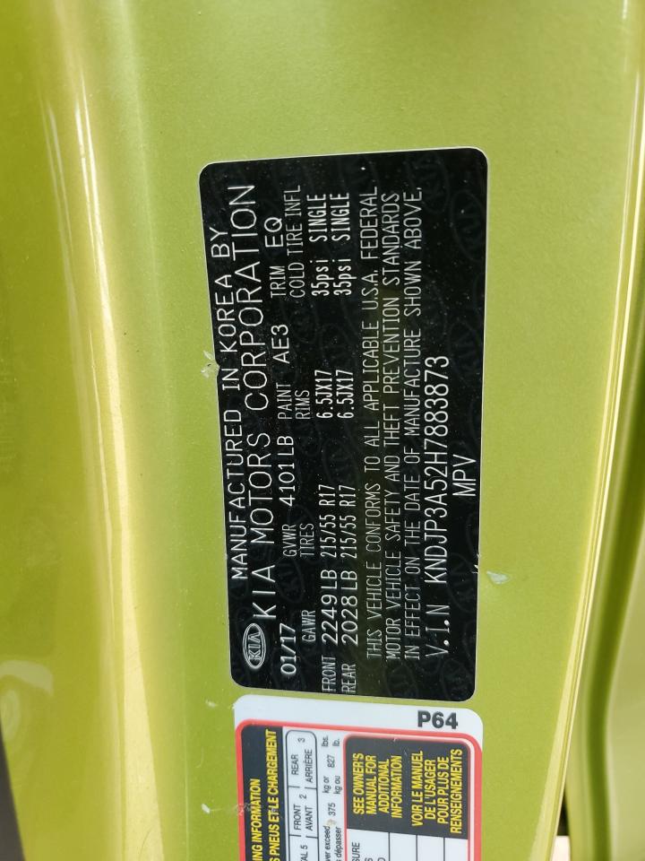 2017 Kia Soul + VIN: KNDJP3A52H7883873 Lot: 61869265