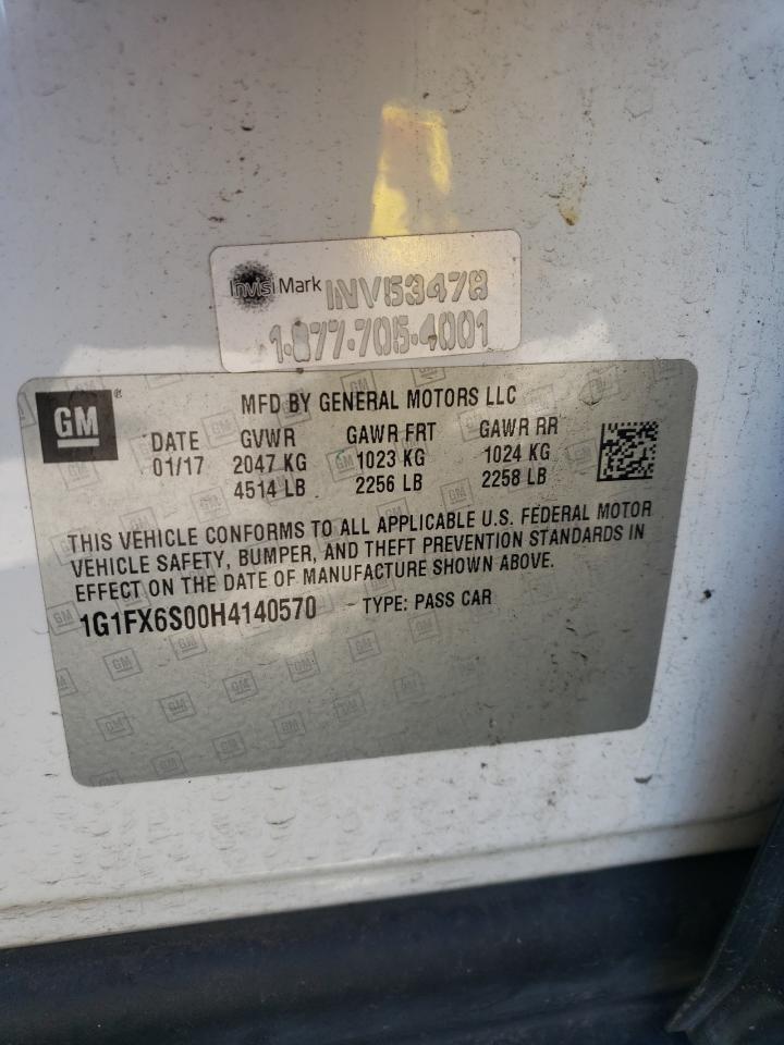2017 Chevrolet Bolt Ev Premier VIN: 1G1FX6S00H4140570 Lot: 62725585