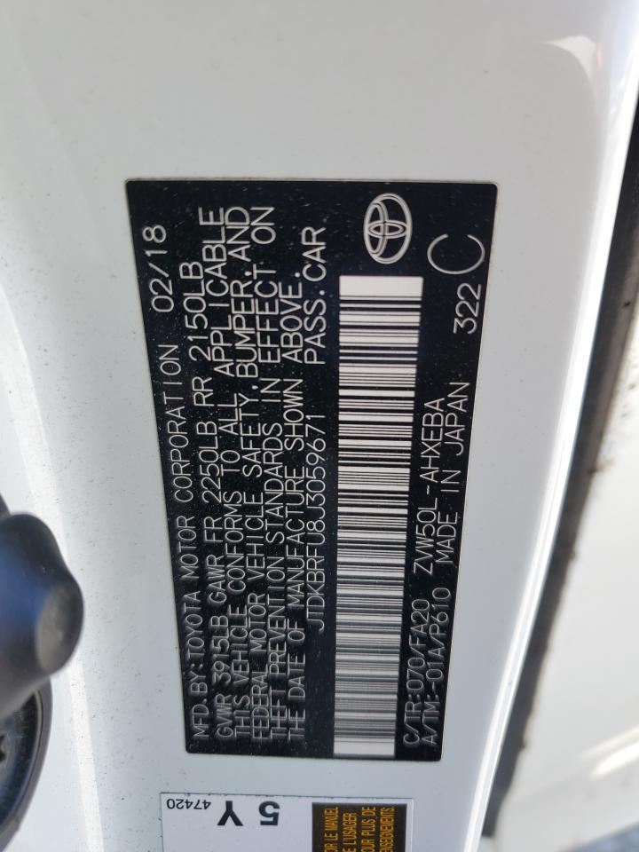 2018 Toyota Prius VIN: JTDKBRFU8J3059671 Lot: 64295825