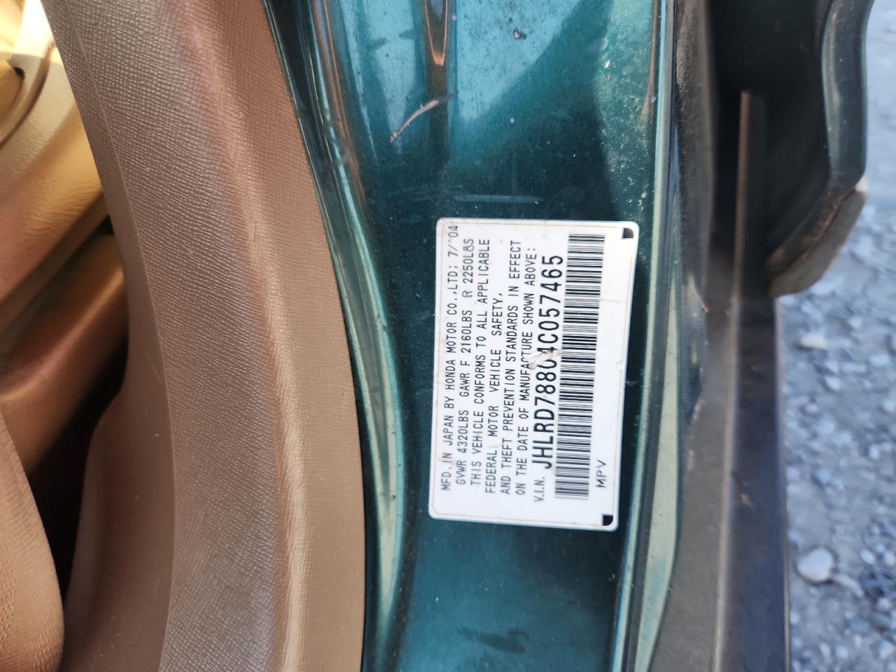 2004 Honda Cr-V Ex VIN: JHLRD78804C057465 Lot: 62483125