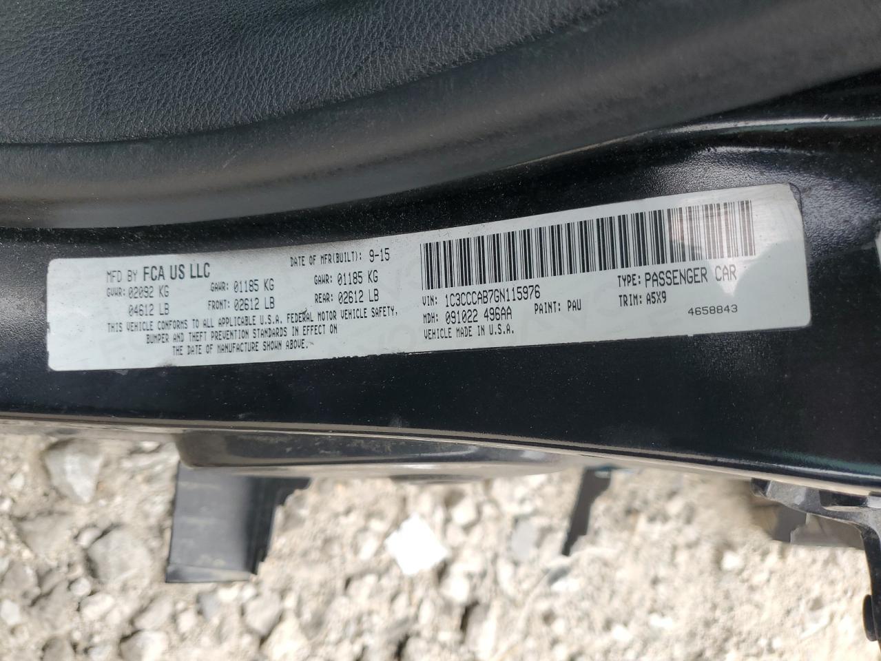 2016 Chrysler 200 Limited VIN: 1C3CCCAB7GN115976 Lot: 66792055