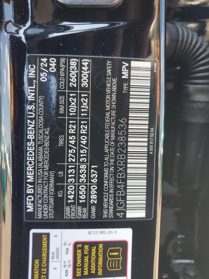 2024 Mercedes-Benz Gle 350 4Matic VIN: 4JGFB4FBXRB238536 Lot: 66759975