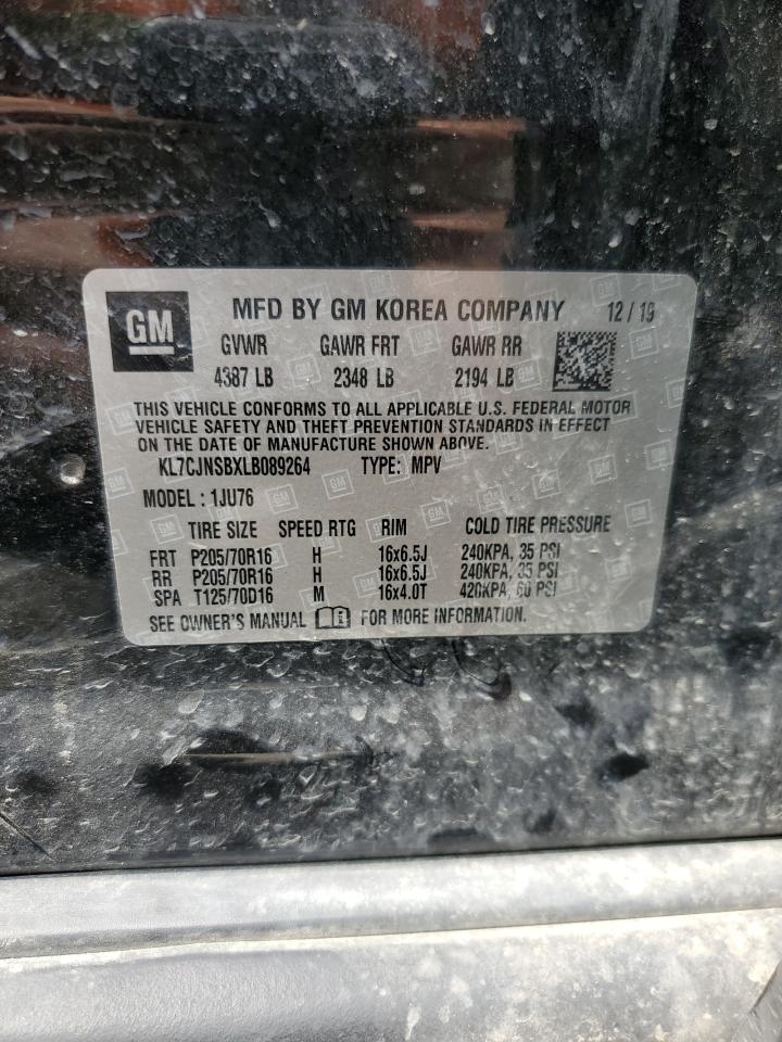 2020 Chevrolet Trax Ls VIN: KL7CJNSBXLB089264 Lot: 65416165